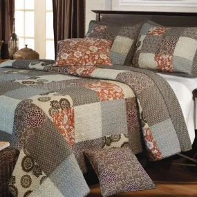 Full - Queen size 100% Cotton Reversible Patchwork Quilt Set