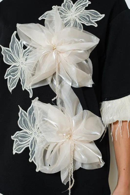 Gasp| Embellished Floral Appliqué Mini Dress
