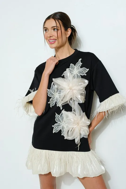 Gasp| Embellished Floral Appliqué Mini Dress