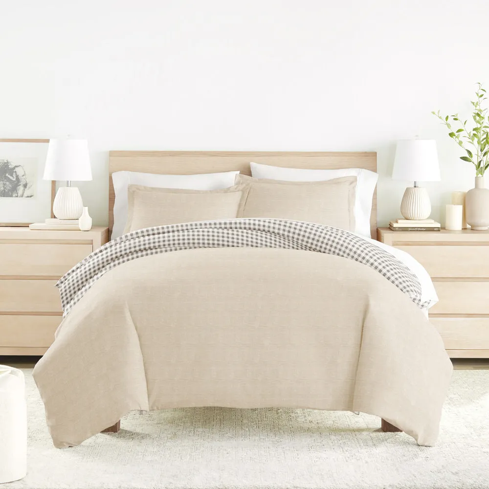 Gingham Check Pattern 3-Piece Reversible Duvet Cover Set