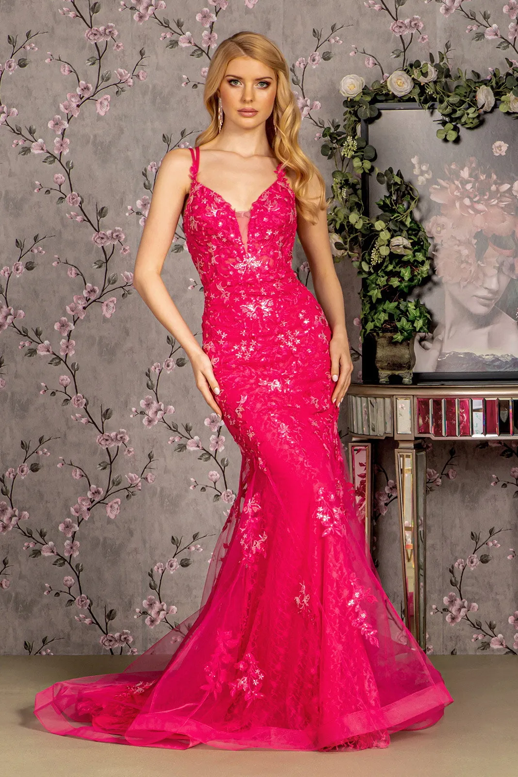 GLS BY GLORIA GL3333 Plunging Sweetheart Mermaid Evening Dress