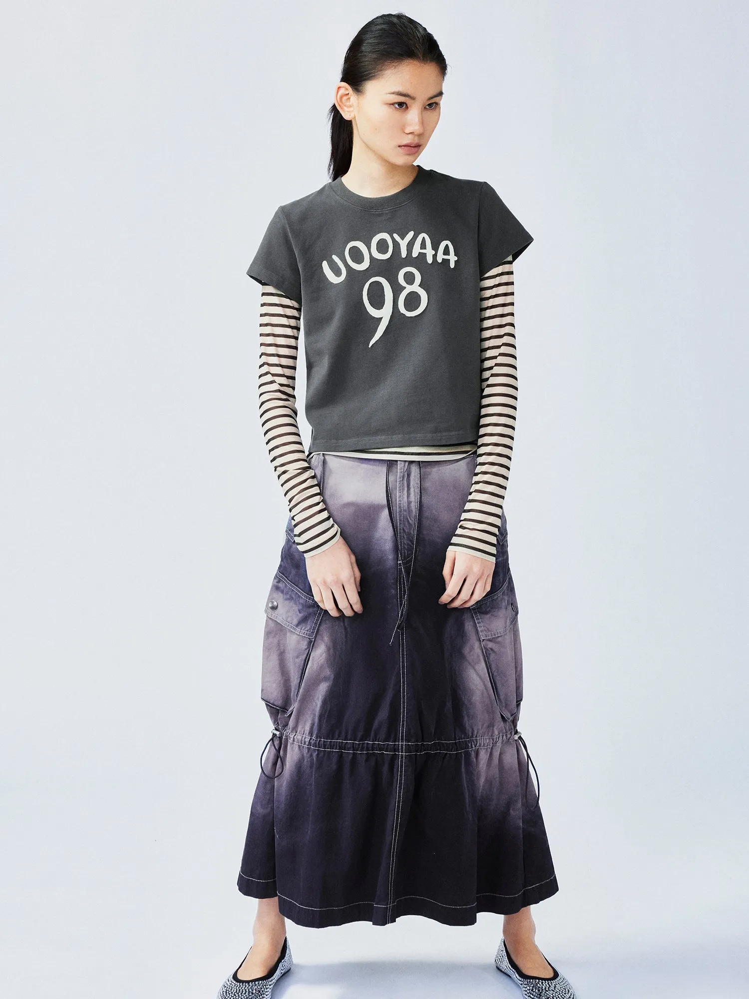 Gradient fade paratrooper waisted skirt