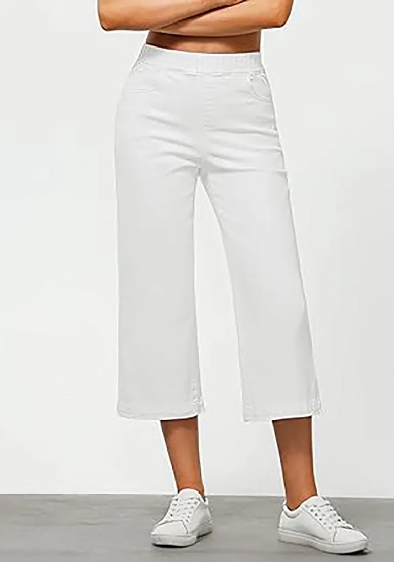 GRAPENT Brief Capri Denim Durable Pocket Regular Wide Leg Women Pants