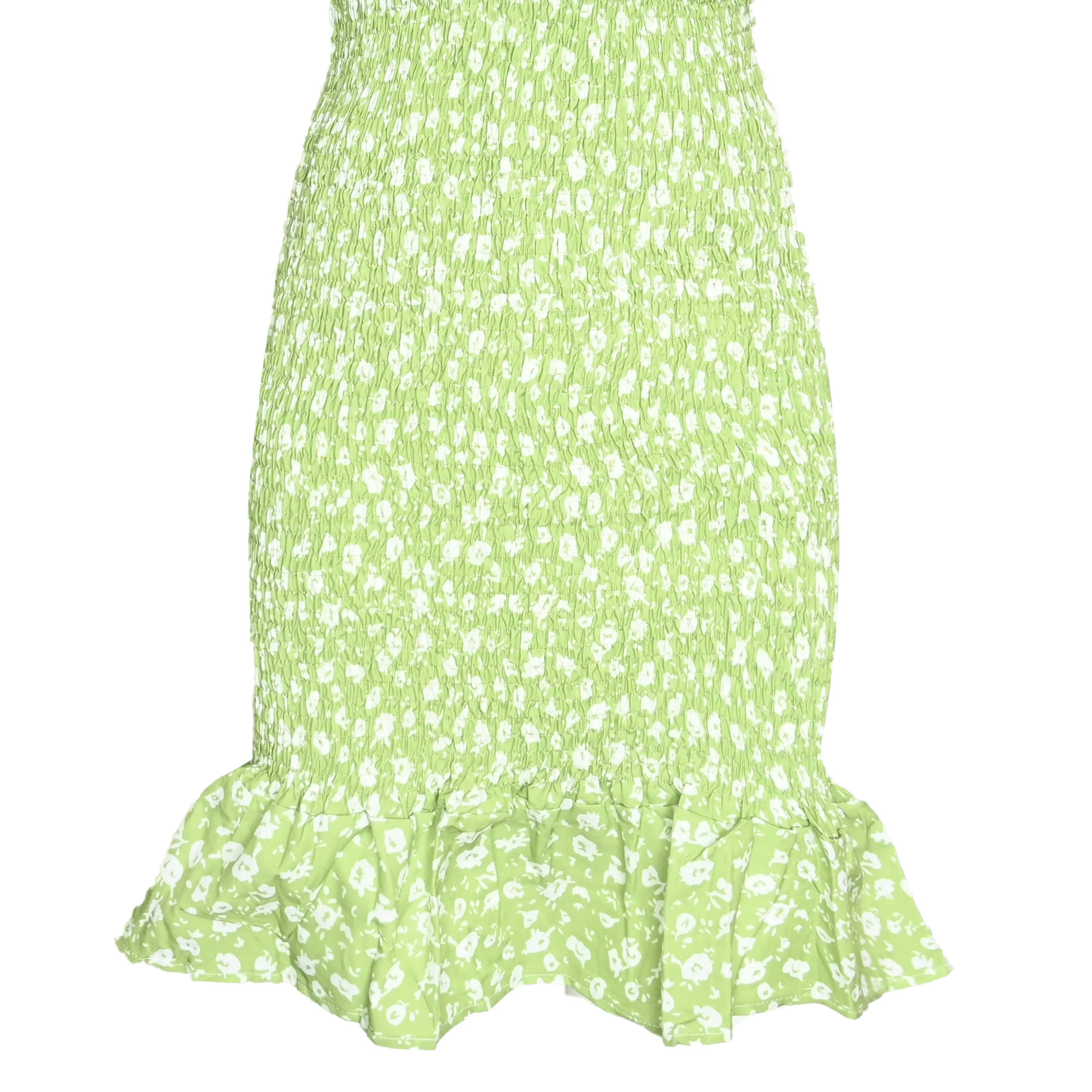 Green Floral Print Cut-out Midi Dress
