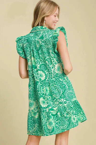 Green Paisley Ruffle Mini Dress – Breezy & Beautiful