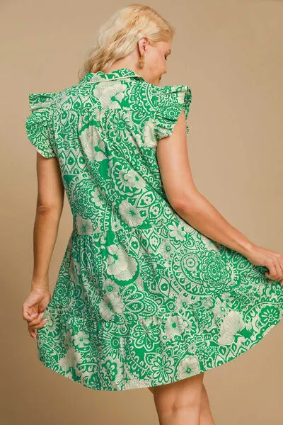 Green Paisley Ruffle Mini Dress – Breezy & Beautiful