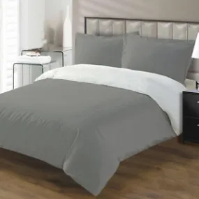 Grey White Reversible Duvet Cover Set Egyptian Cotton 1000TC