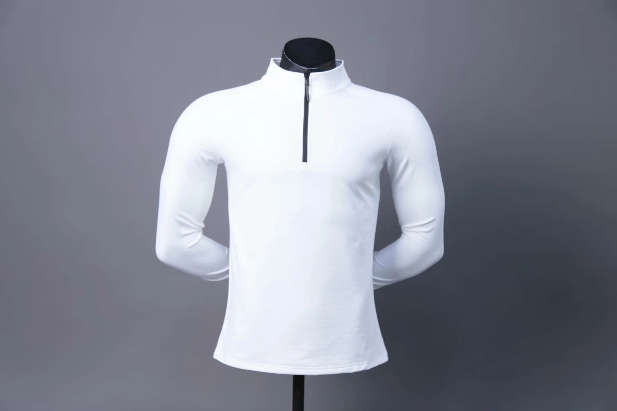 High Quality Active Wear Quater Zip Up Sweatshirts Running Men's T-shirts Workout Sportswear Long Sleeve Tight Gym T Shirt