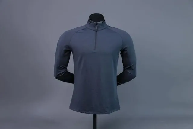 High Quality Active Wear Quater Zip Up Sweatshirts Running Men's T-shirts Workout Sportswear Long Sleeve Tight Gym T Shirt