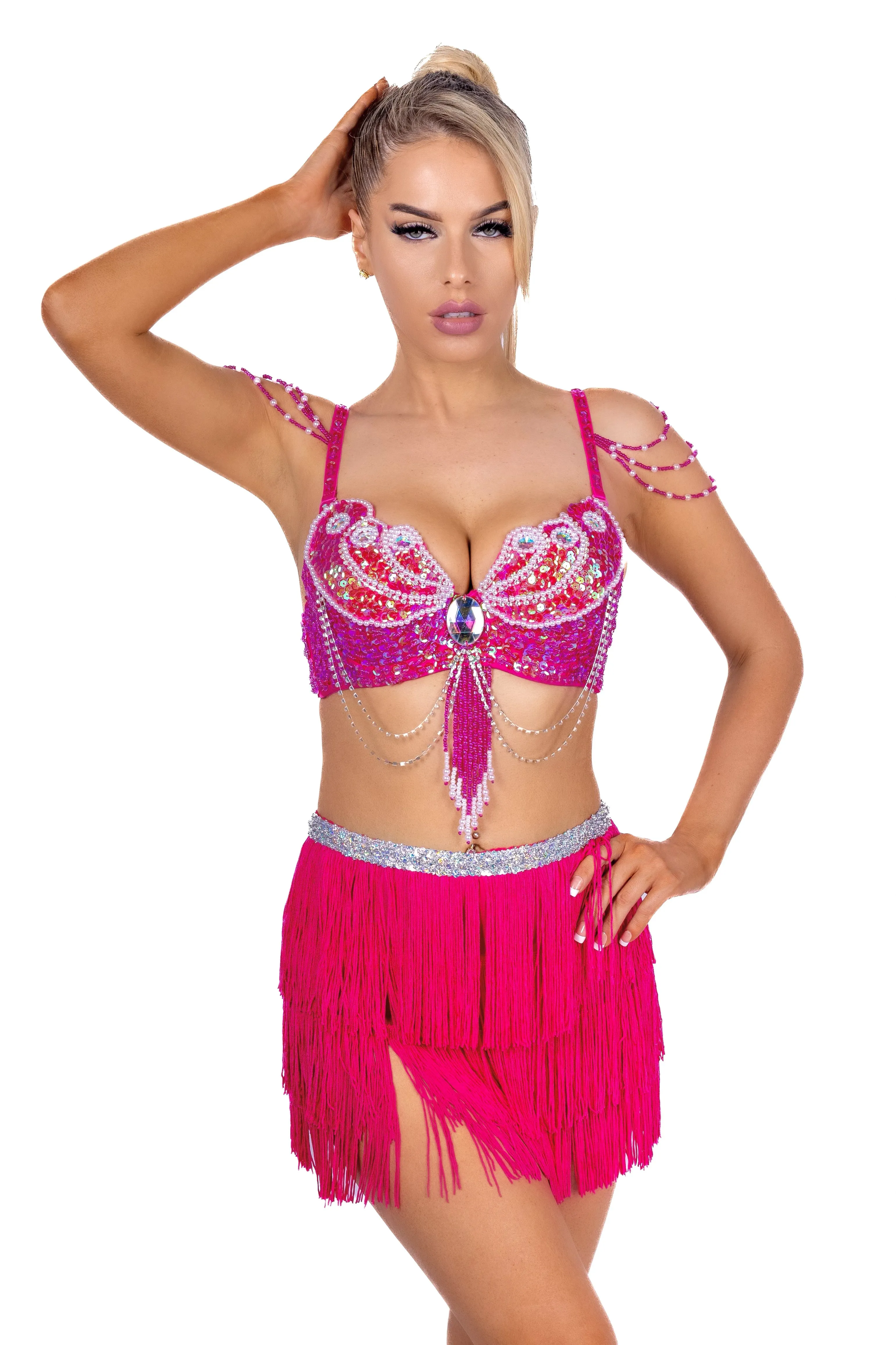 Hot Pink Tassel Skirt