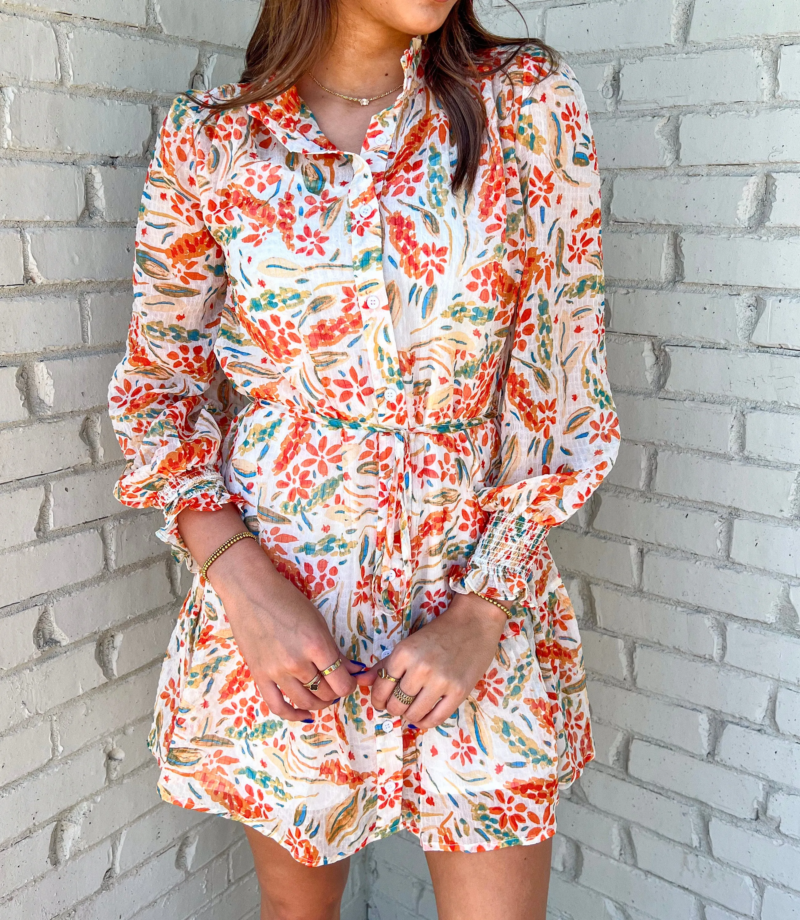 I JUST KNOW FLORAL BUTTON DOWN MINI DRESS