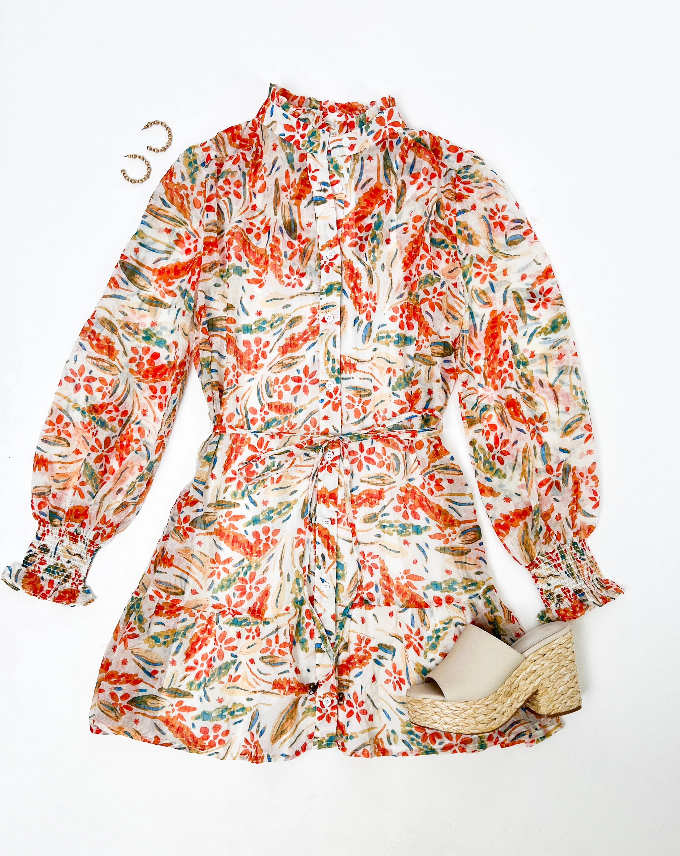 I JUST KNOW FLORAL BUTTON DOWN MINI DRESS