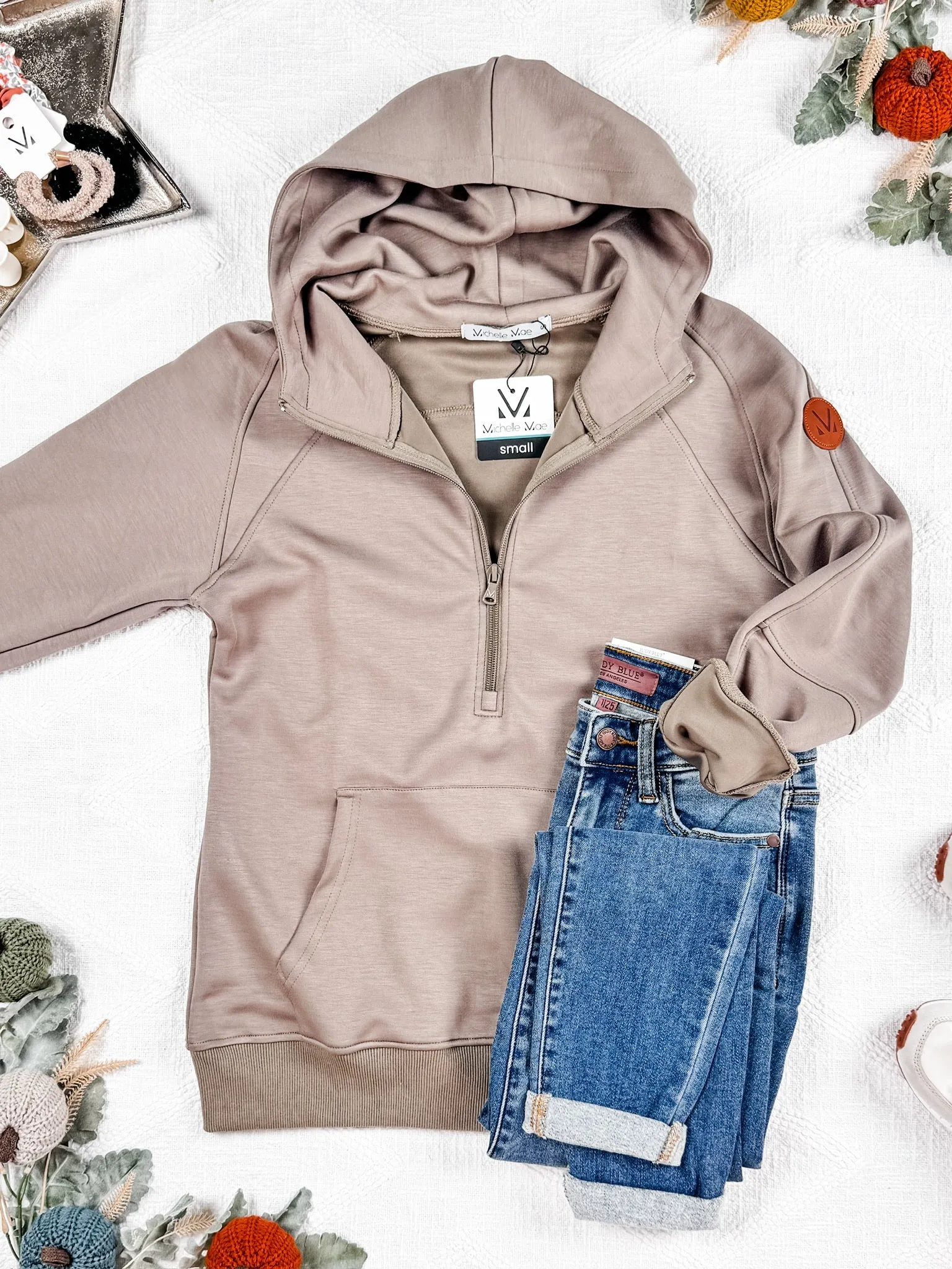 IN STOCK Scuba HalfZip Hoodie - Mocha FINAL SALE