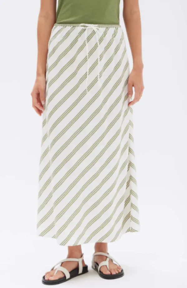 Isola Stripe Skirt Pandan/Antique White