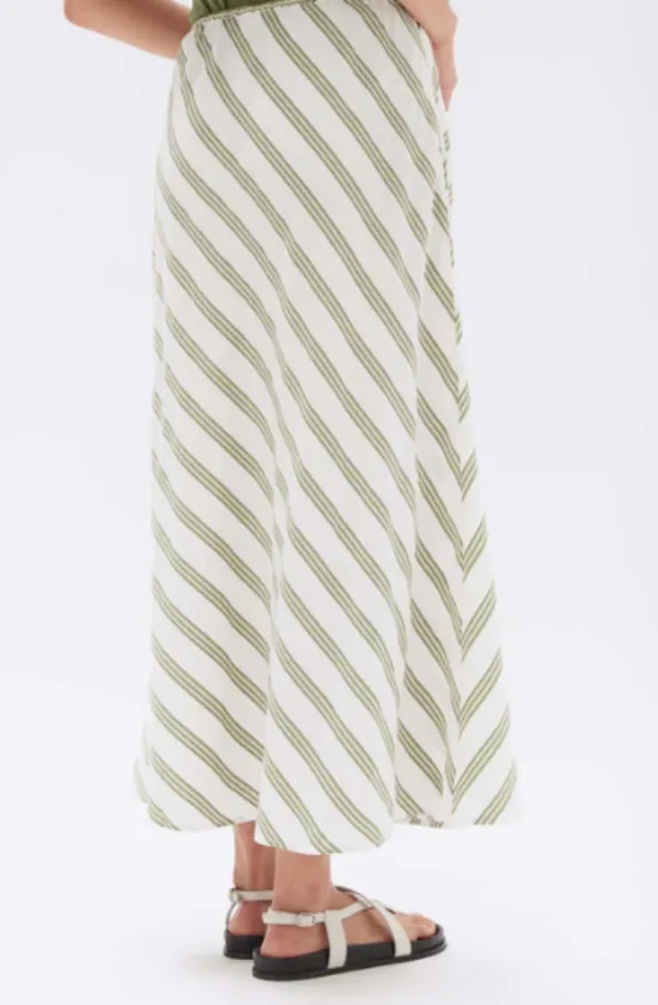 Isola Stripe Skirt Pandan/Antique White