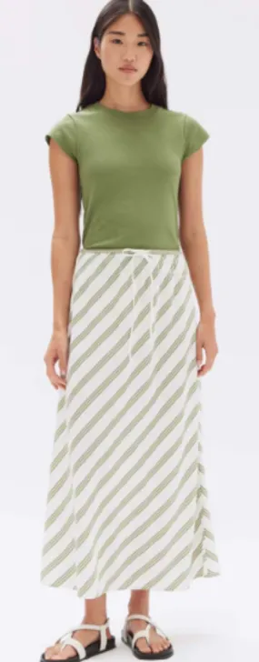 Isola Stripe Skirt Pandan/Antique White