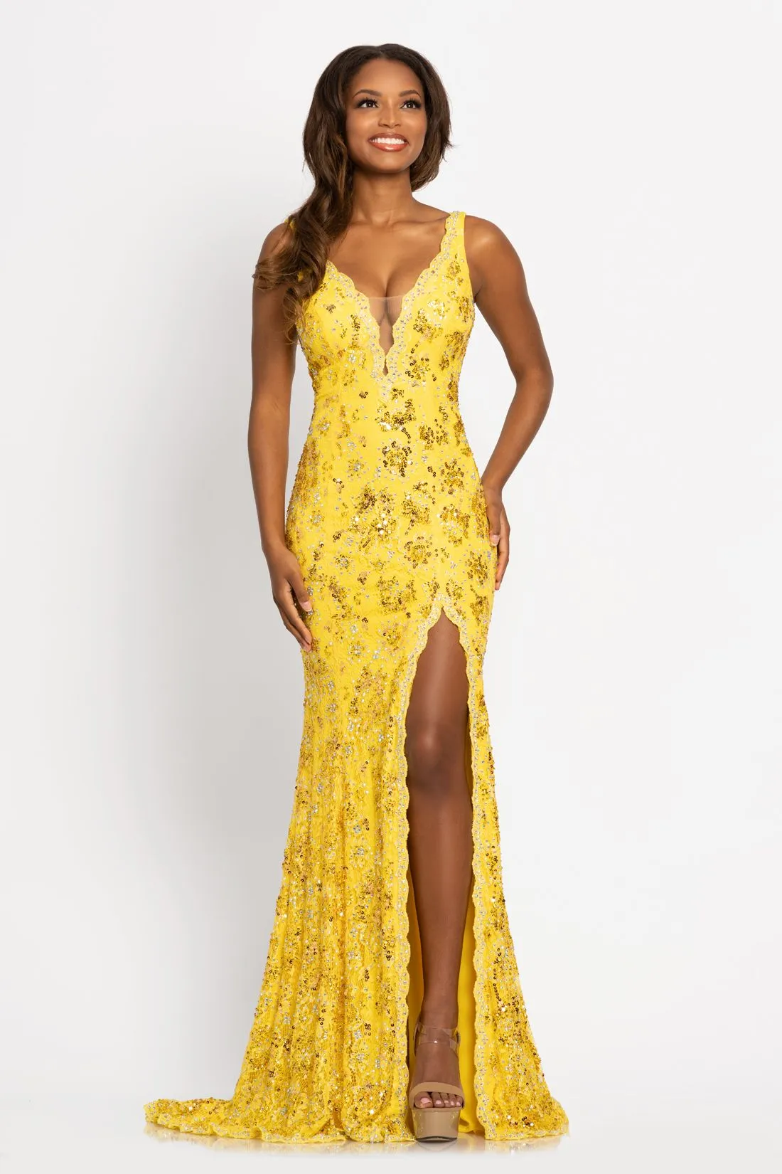 Johnathan Kayne 2181 Prom Dress Long Lace Embellished Pageant Gown Slit Formal Gown