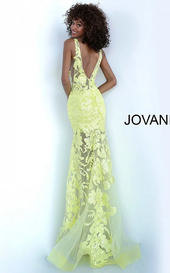 Jovani 60283 size 10 Red sequin floral Lace sheer prom dress Sexy formal gown