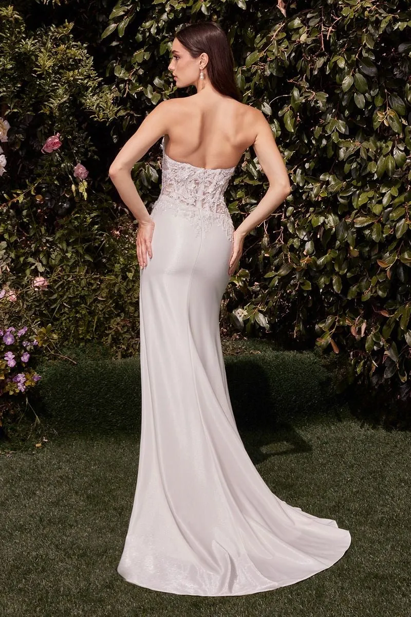 Kaylee Lace Floral Corset Maxi Gown (White)