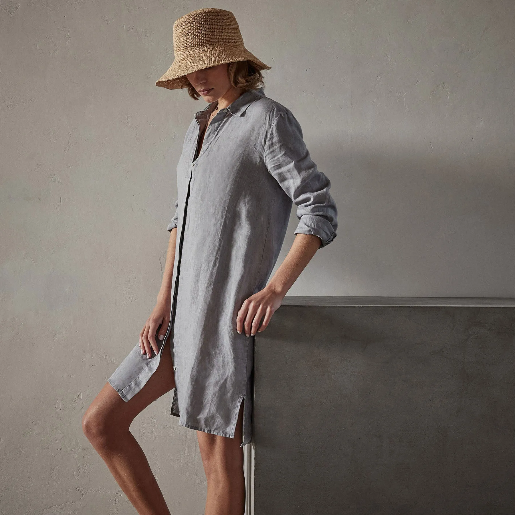 Lightweight Linen Shirt Dress - Breeze Pigment