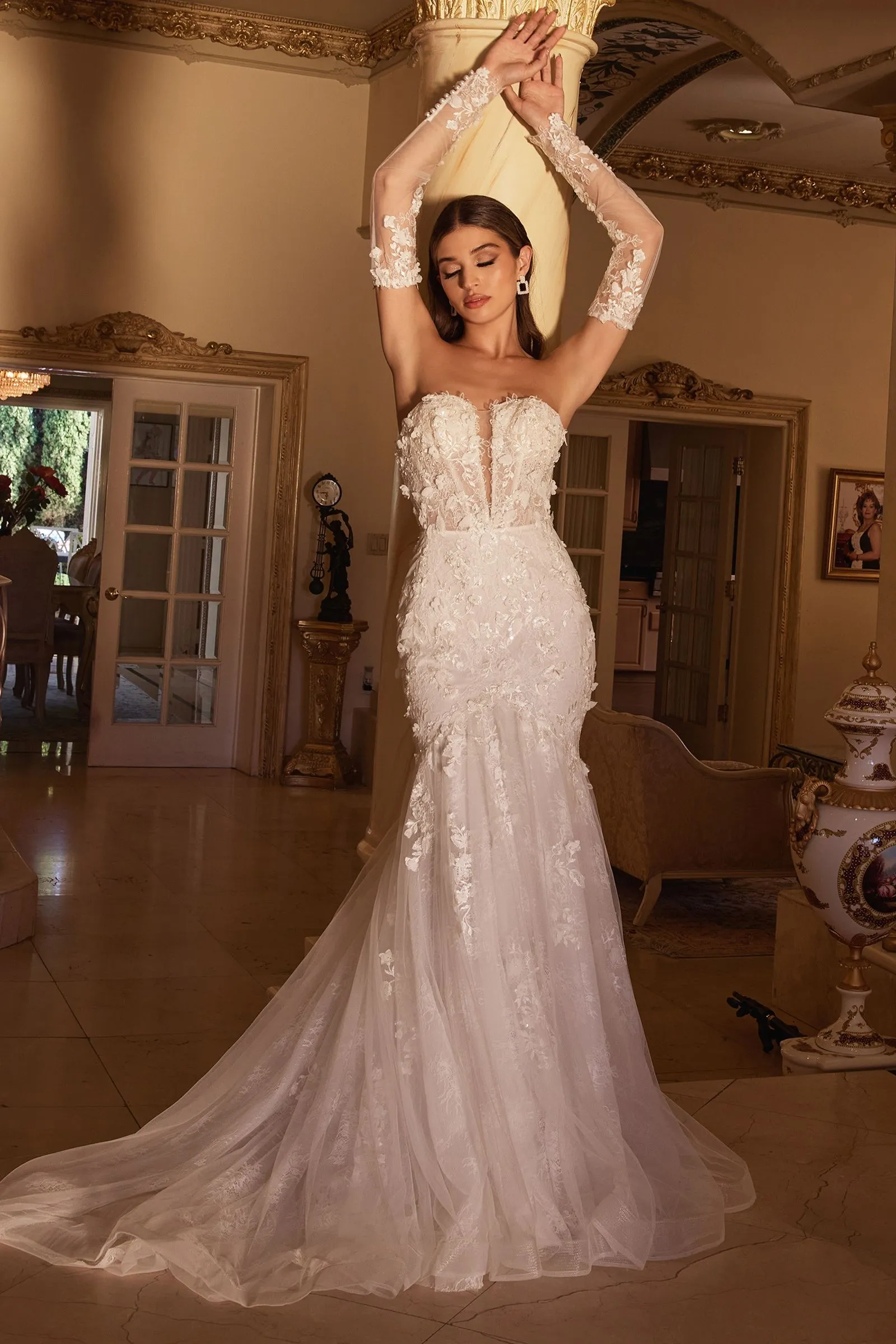LONG SLEEVE LACE BRIDAL GOWN CDCD977W