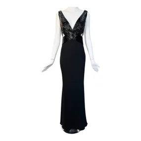 Lorena Sarbu 2014 Fall RTW Black Peek-A-Boo Beaded Bodice Gown