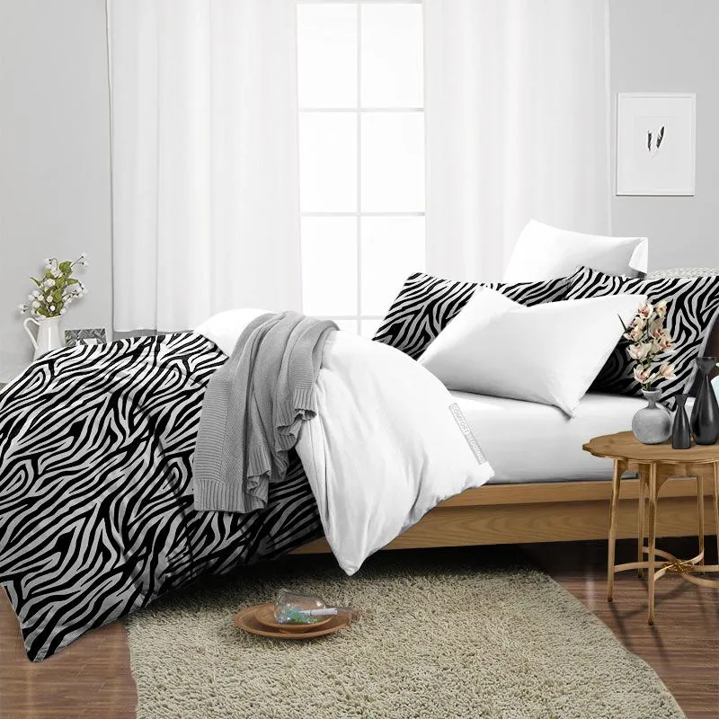 Luxury Zebra Print Reversible Duvet Cover Set