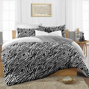 Luxury Zebra Print Reversible Duvet Cover Set