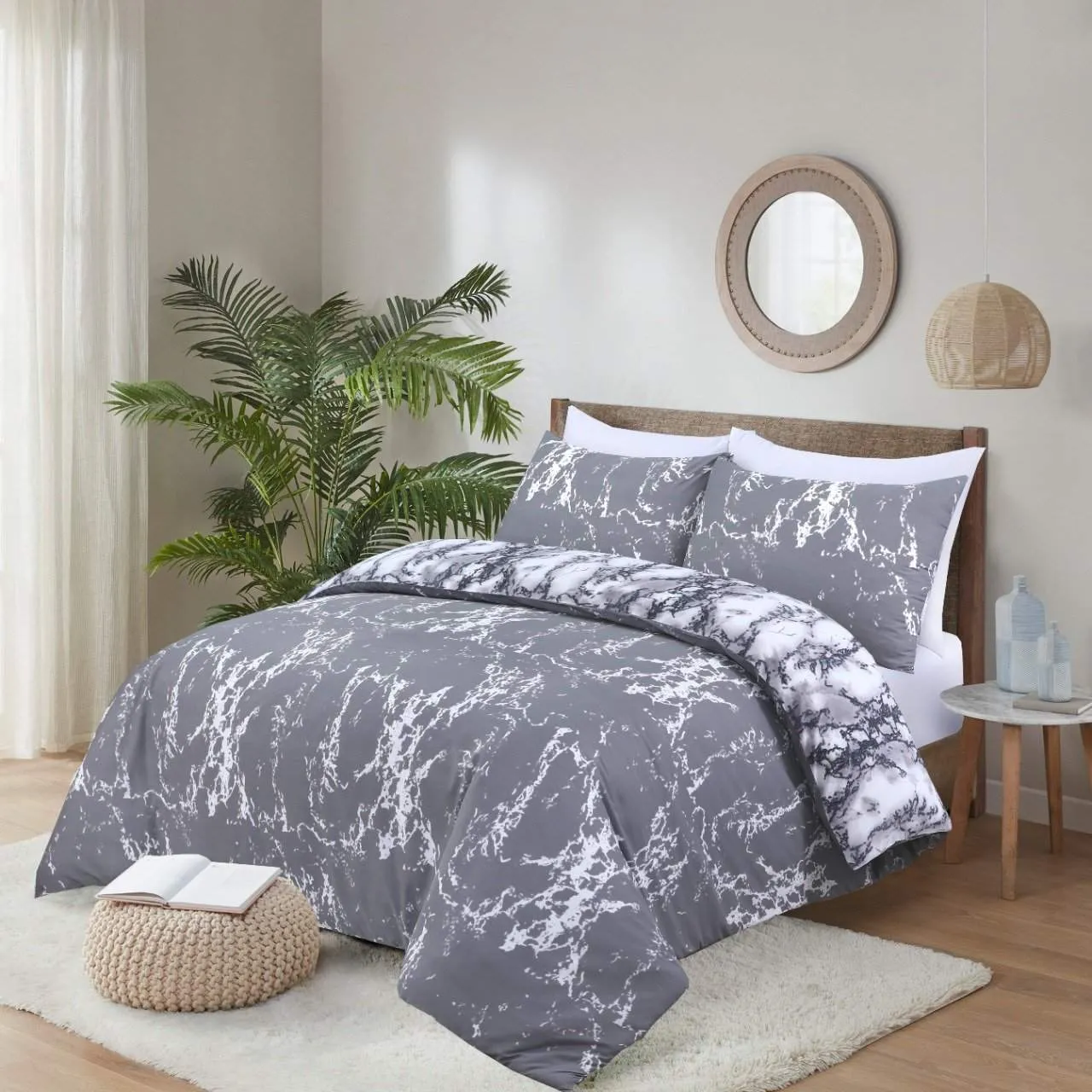 Marble Effect Bedding | 100% Cotton Reversible Duvet Cover Set