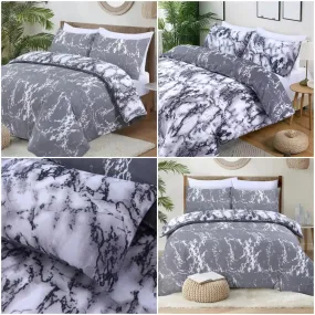 Marble Effect Bedding | 100% Cotton Reversible Duvet Cover Set