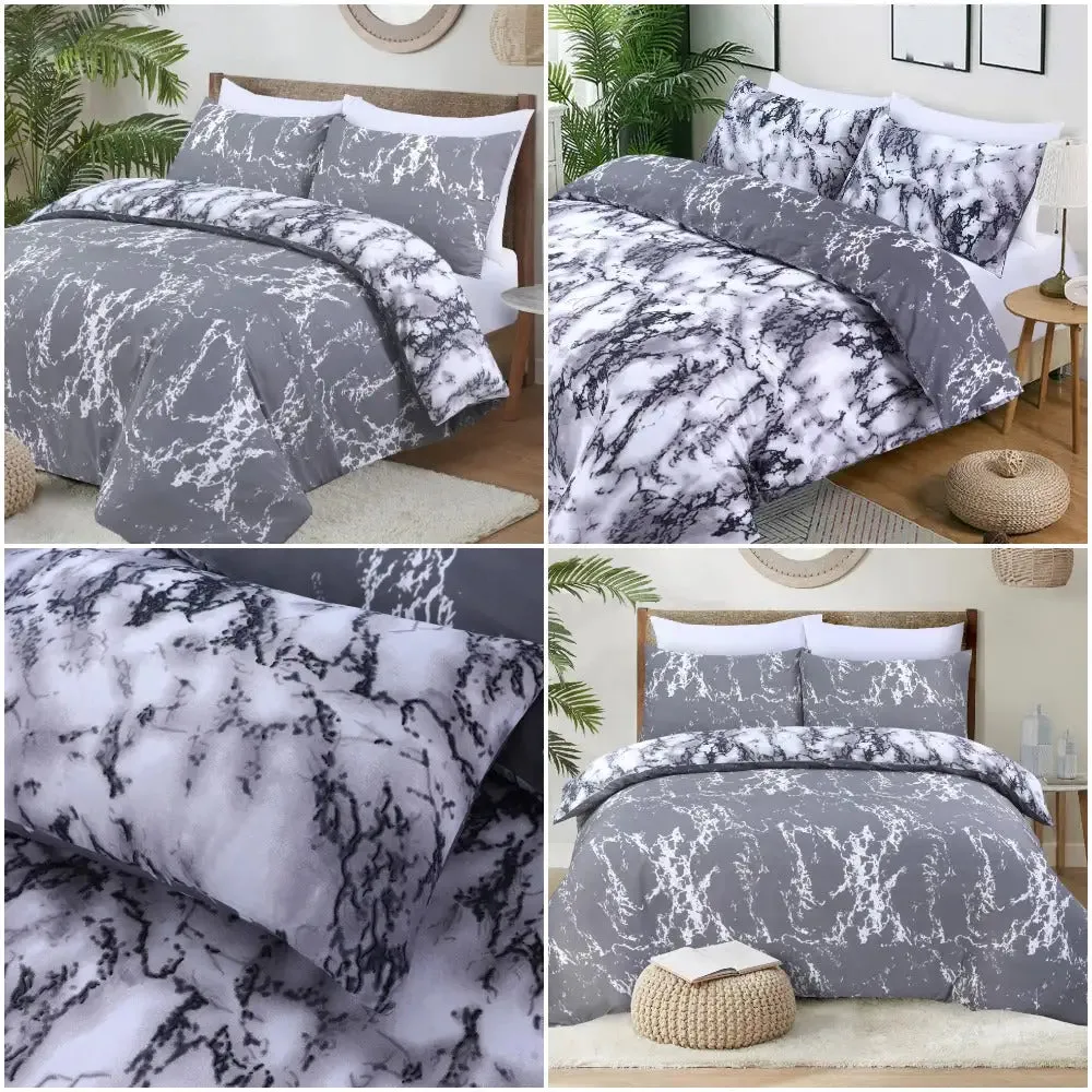 Marble Effect Bedding | 100% Cotton Reversible Duvet Cover Set