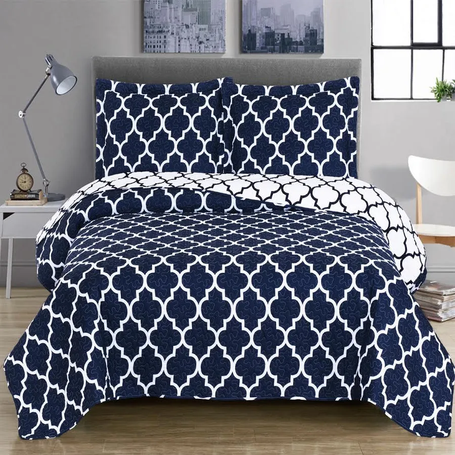 Meridian Oversized Quilt Sets Cotton Blend Reversible Quilts