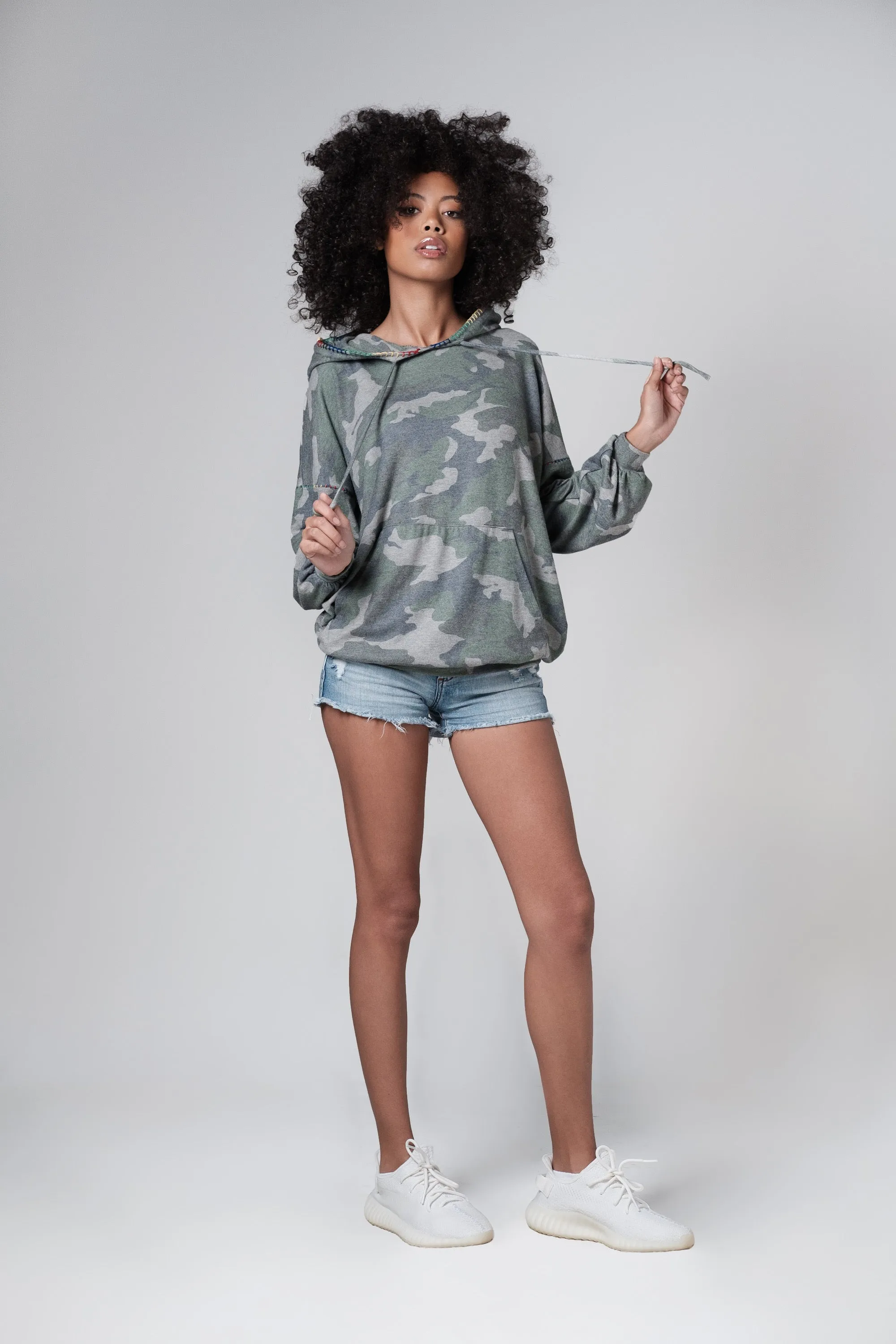 Michael Lauren Oversized Camouflage Hoodie