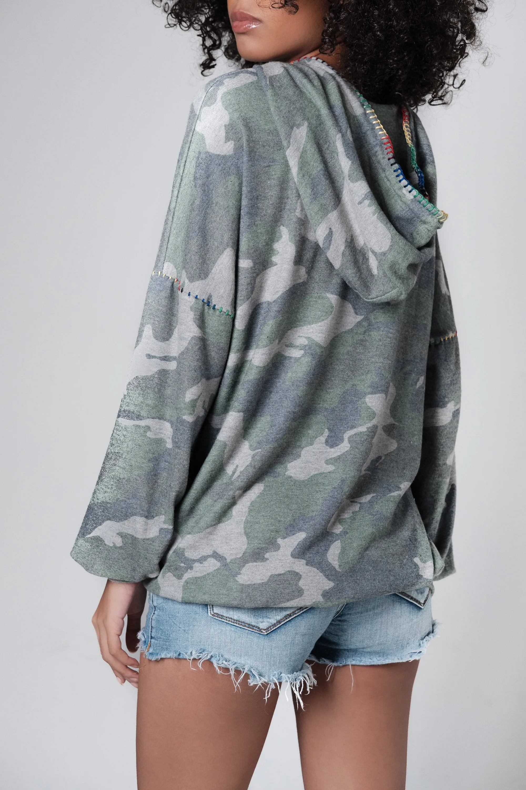 Michael Lauren Oversized Camouflage Hoodie