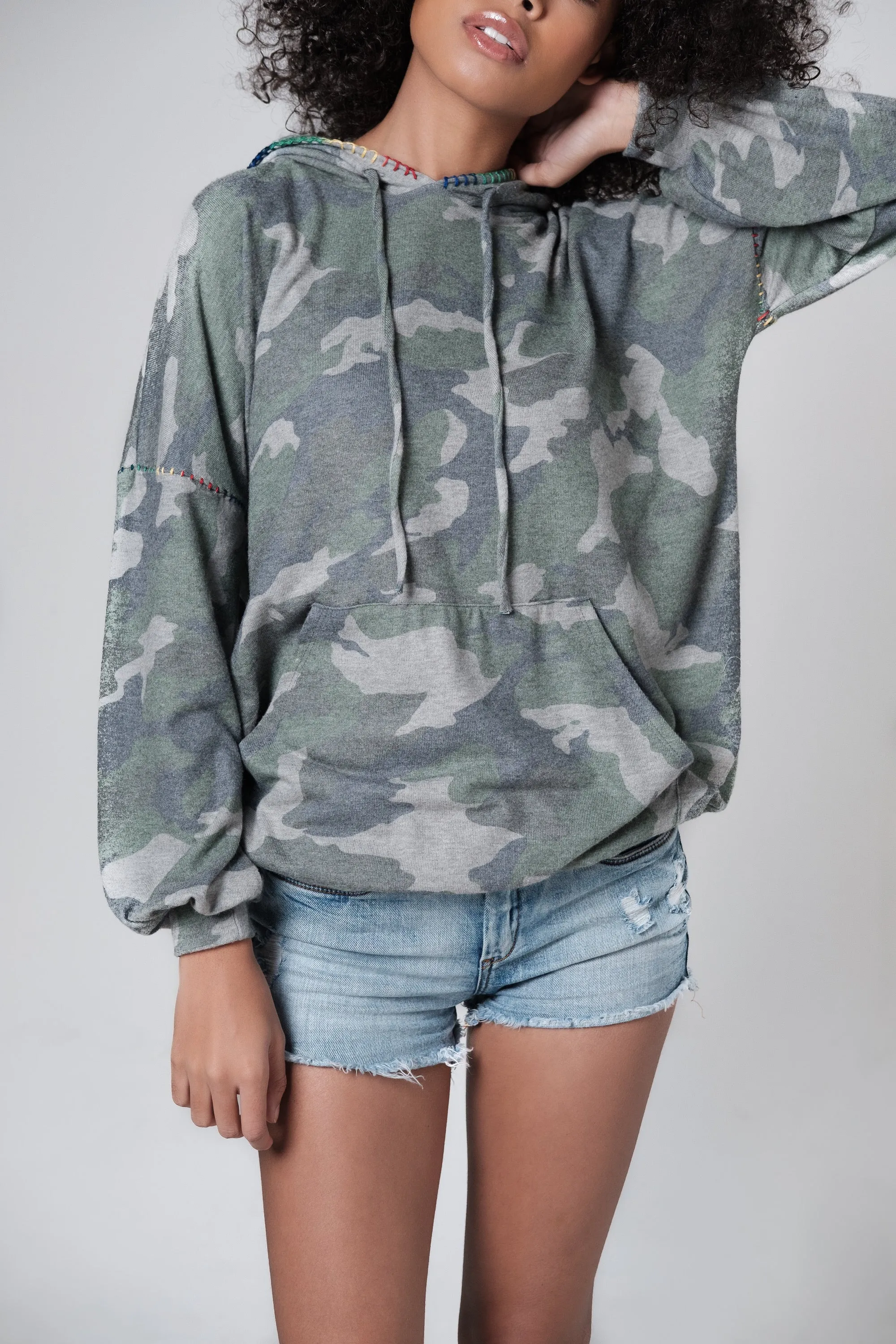 Michael Lauren Oversized Camouflage Hoodie