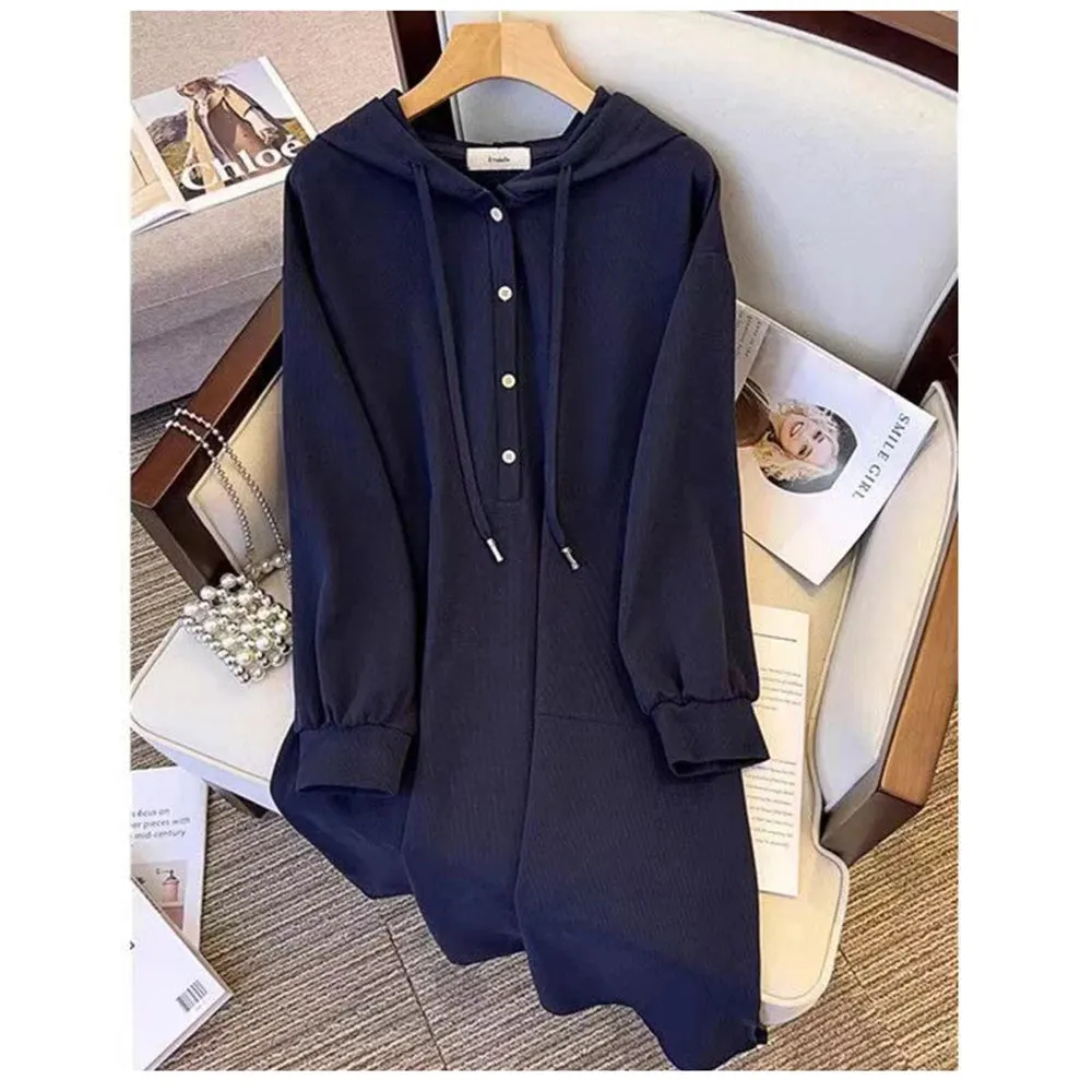 Mireille - Cozy Hooded Long Sleeve Dress for Women