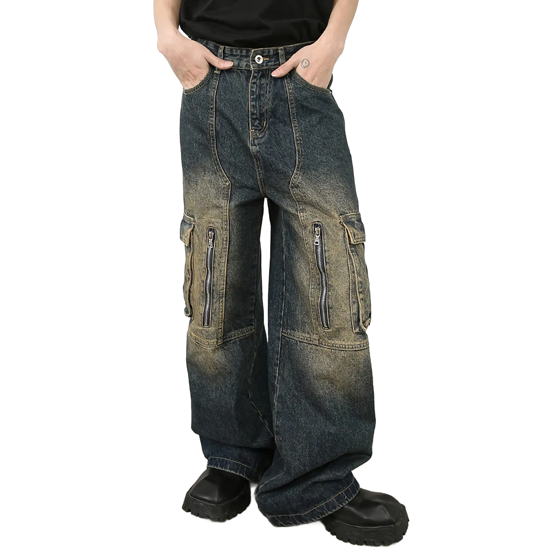'Navigator' Vintage Cargo Pocket Utility Jeans