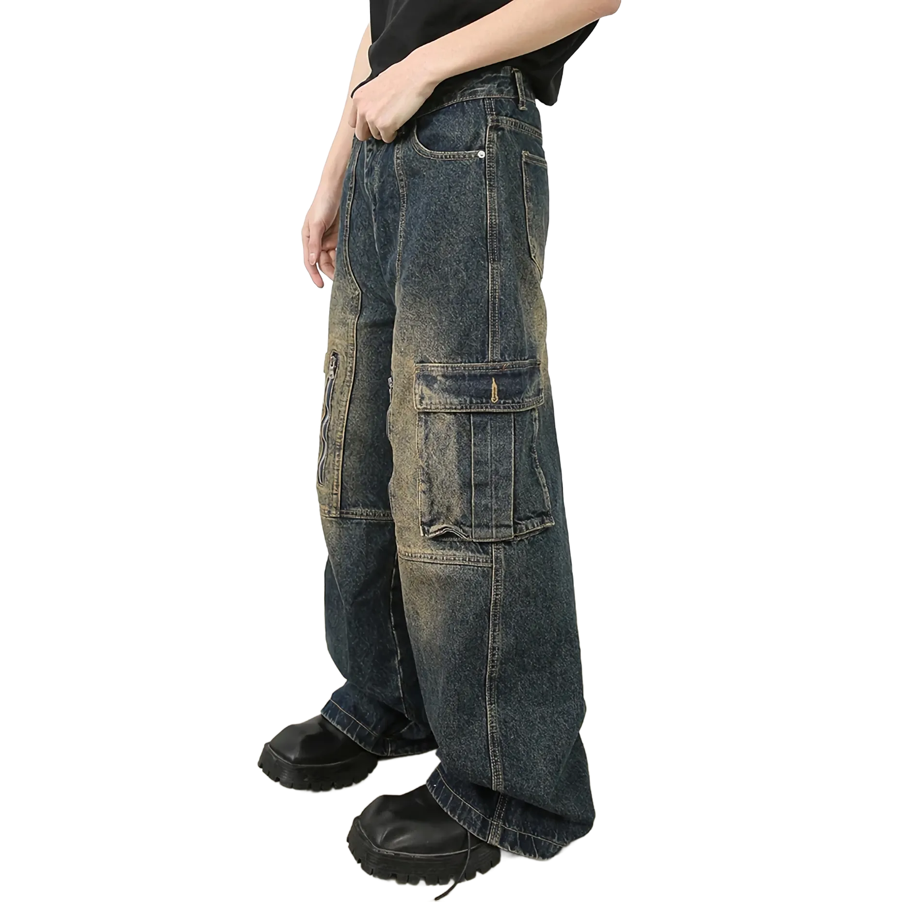 'Navigator' Vintage Cargo Pocket Utility Jeans