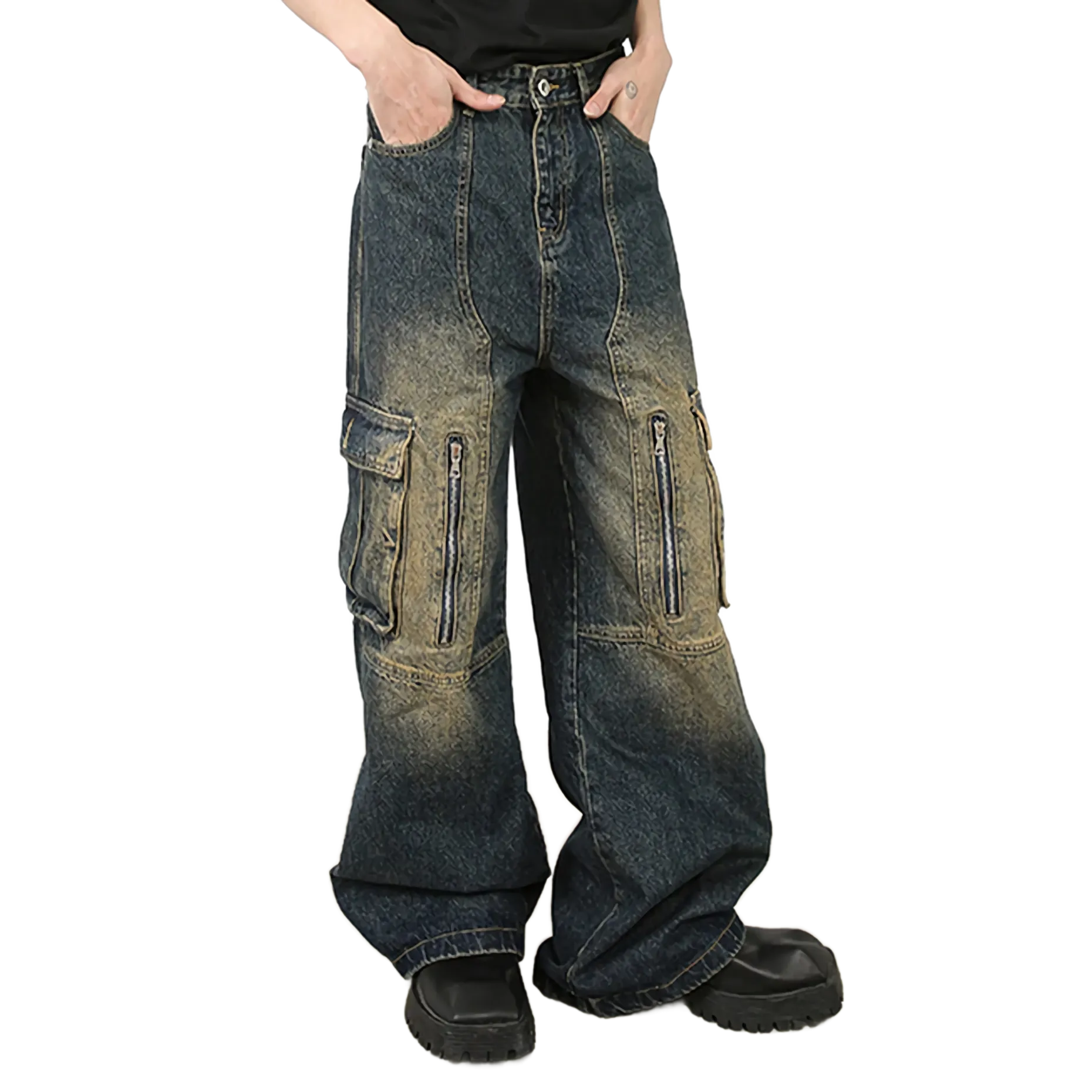 'Navigator' Vintage Cargo Pocket Utility Jeans
