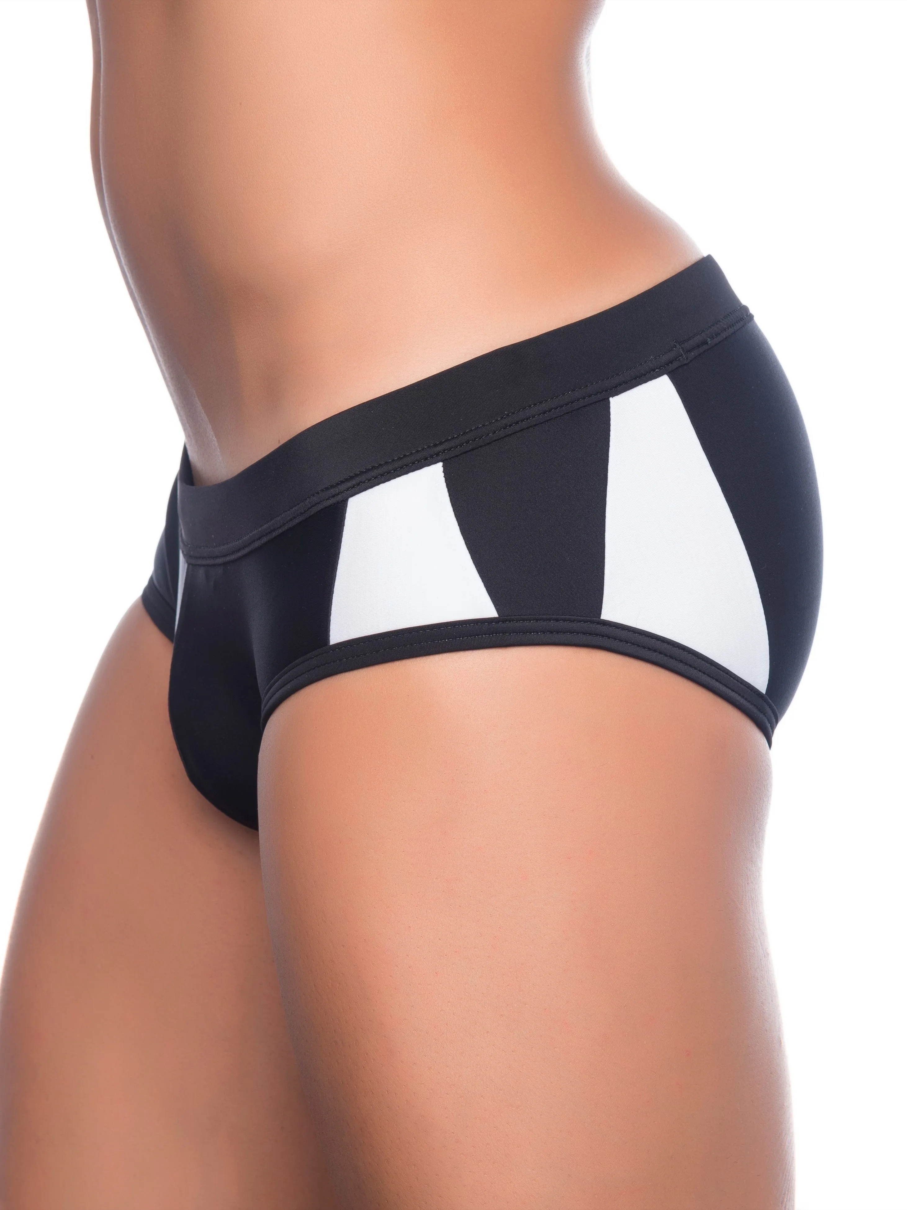 NIT Cory Padded Pouch Swim Brief Black and White
