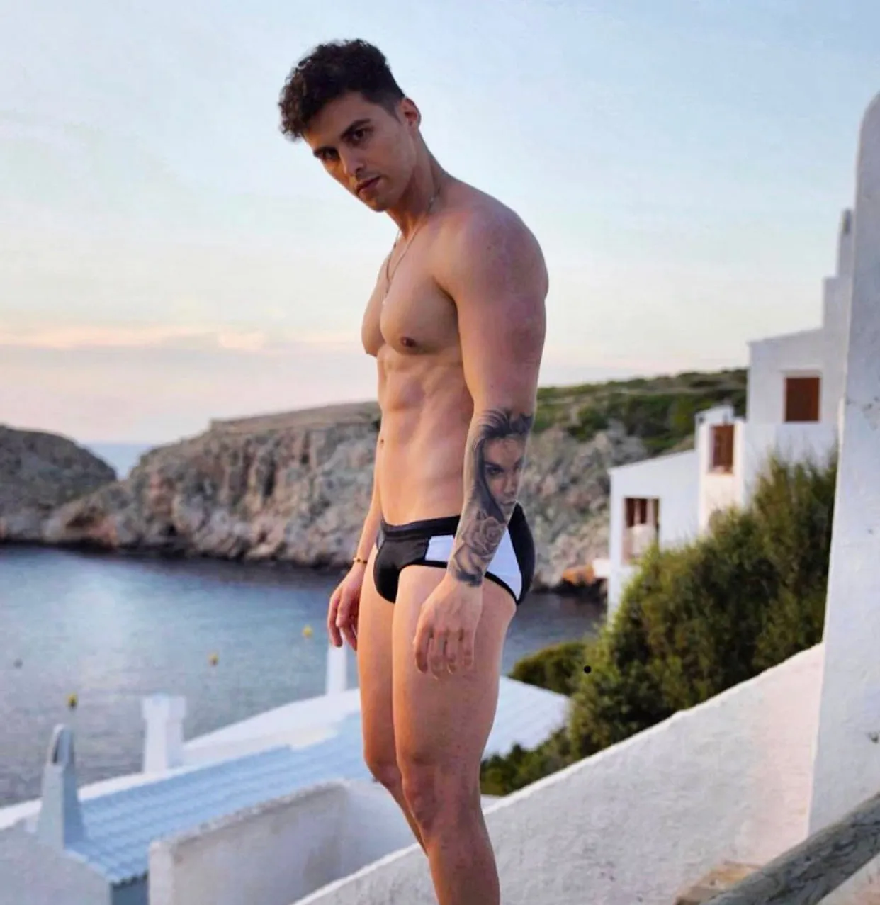 NIT Cory Padded Pouch Swim Brief Black and White