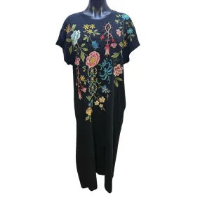 NWT Johnny Was Black Maxi Dress w/Vibrant Floral Embroidery Size M