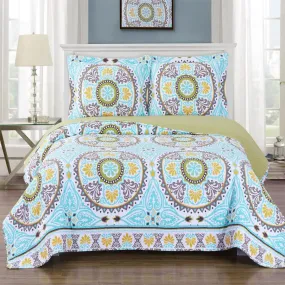 Nyah Reversible Floral Printed Quilt Set