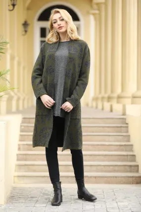 Olive Cozy Open Cardigan