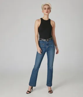 Pantalon bootcut à taille haute en jean extensible et durable