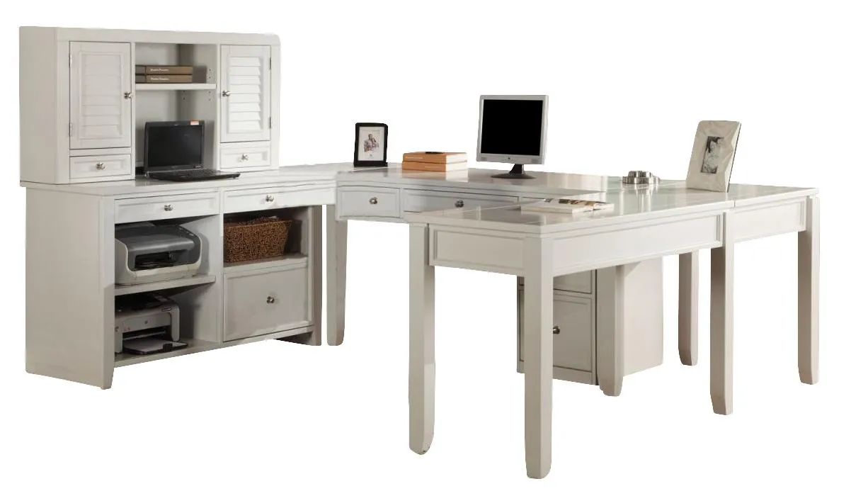Parker House Boca 7-Piece U-Shaped Modular Office in Cottage White