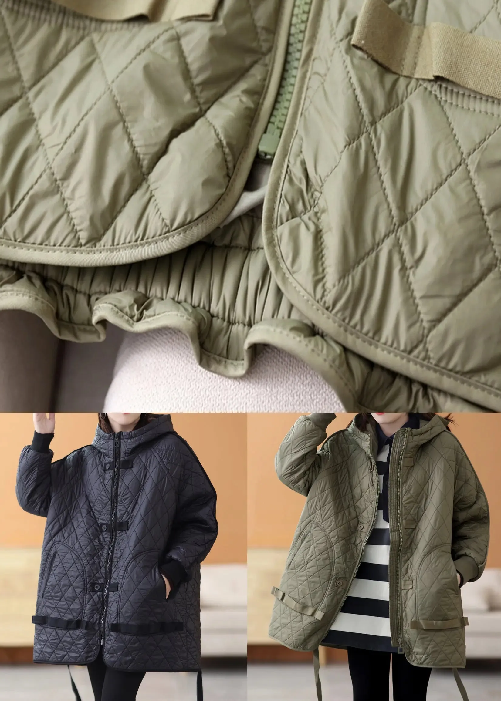 Patchwork Thick Parka Long Sleeve