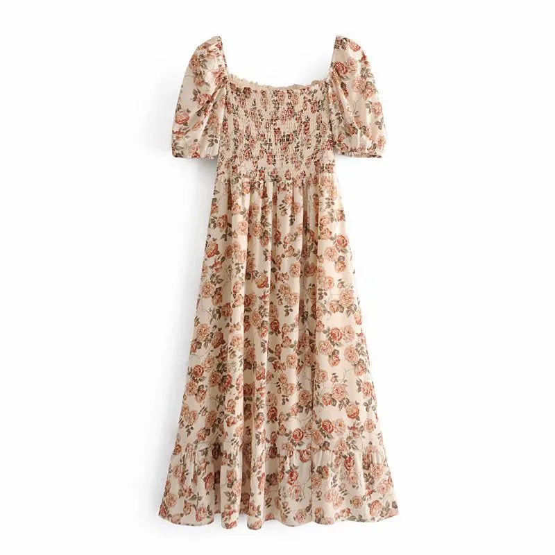 Peaches and Cream Floral Dress