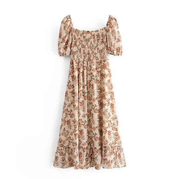Peaches and Cream Floral Dress