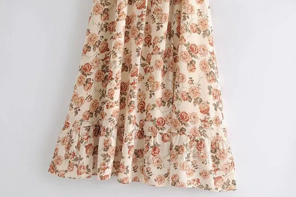 Peaches and Cream Floral Dress
